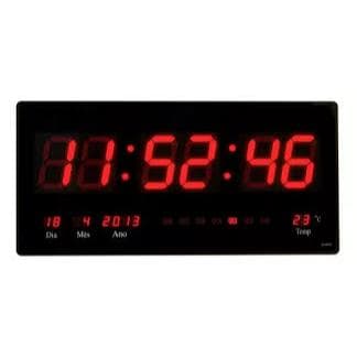 Relógio Parede Led Digital Grande 46cm Termômetro Data Cor do fundo Vermelho