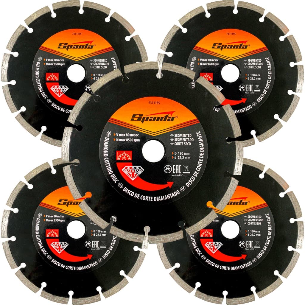 5X DISCO DE CORTE DIAMANTADO 115 / 110 MM X 22 / 20MM 7310555 SPARTA