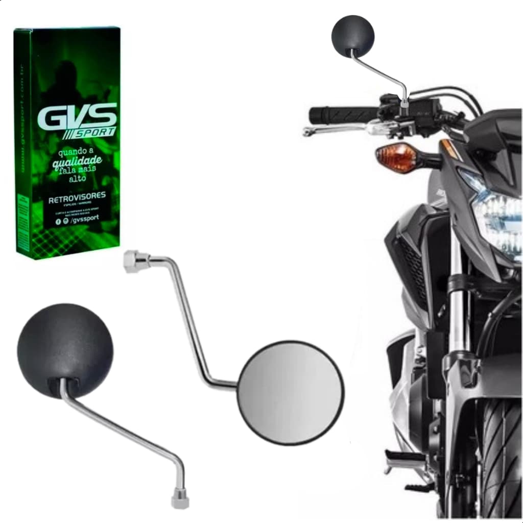 Retrovisor Original GVS Modelo  Dt 200 Mini Haste Cromada Para Honda e Yamaha