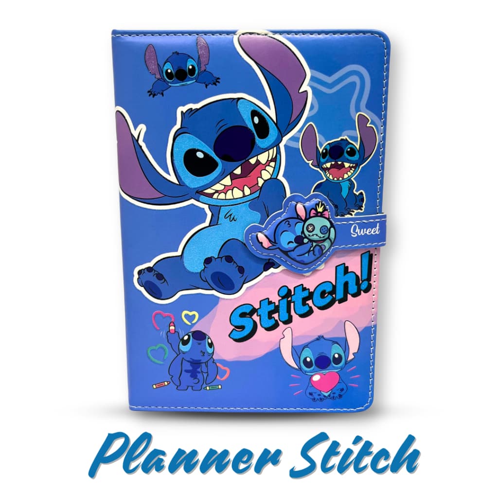 Planner Stitch / Capa dura emborrachada / volta as aulas caderno planner stitch
