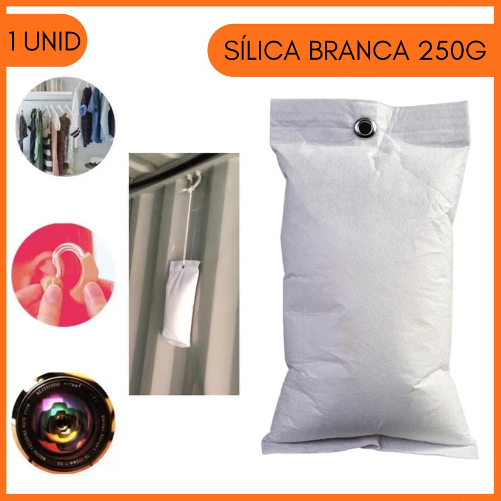 Silica Gel 250g Branca Desumidificador Antimofo Armário Gaveta Container