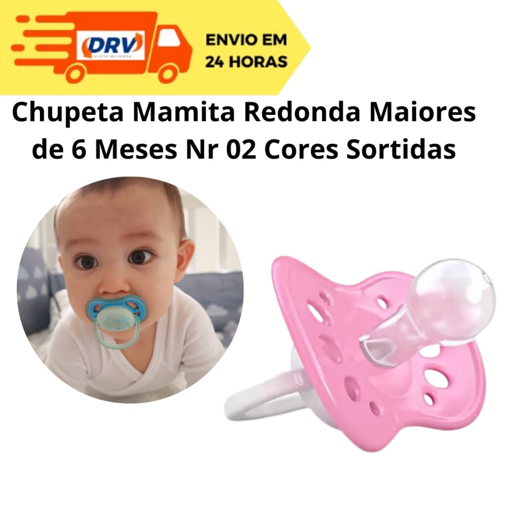 Chupeta Mamita Silicone Redonda Nr 02 Acima de 06 Meses - Chupeta Redonda - Bico Redondo