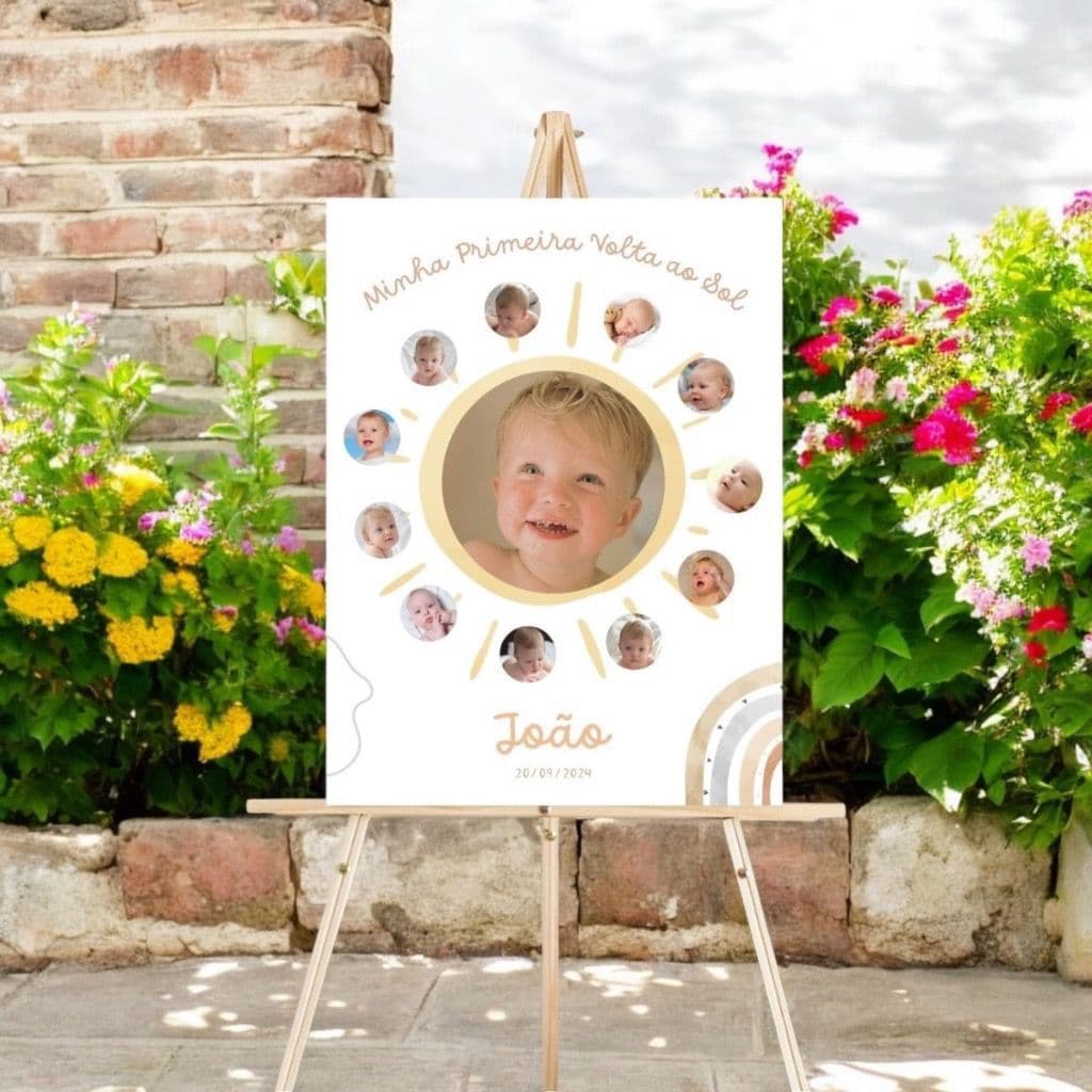 Quadro Decorativo Recepção de Aniversário MInha primeira volta ao sol