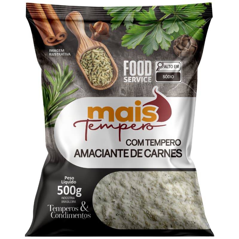 Amaciante De Carne 500g 1kg ou 2kg - Mais Temperos Essenciais para Culinária Temperos e Condimentos