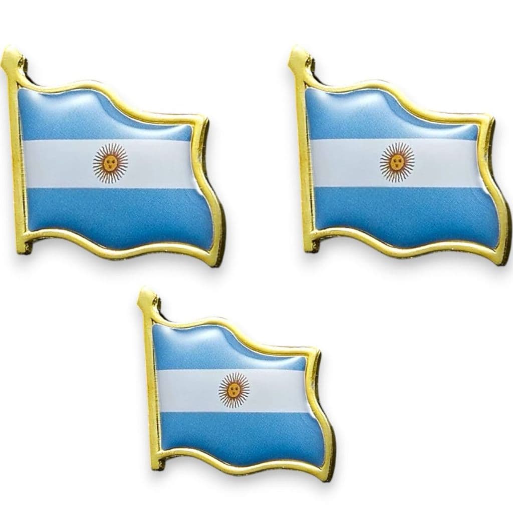 3 Pin Broche Bandeira Argentina Metal Diplomata Celeste Azul Hermanos