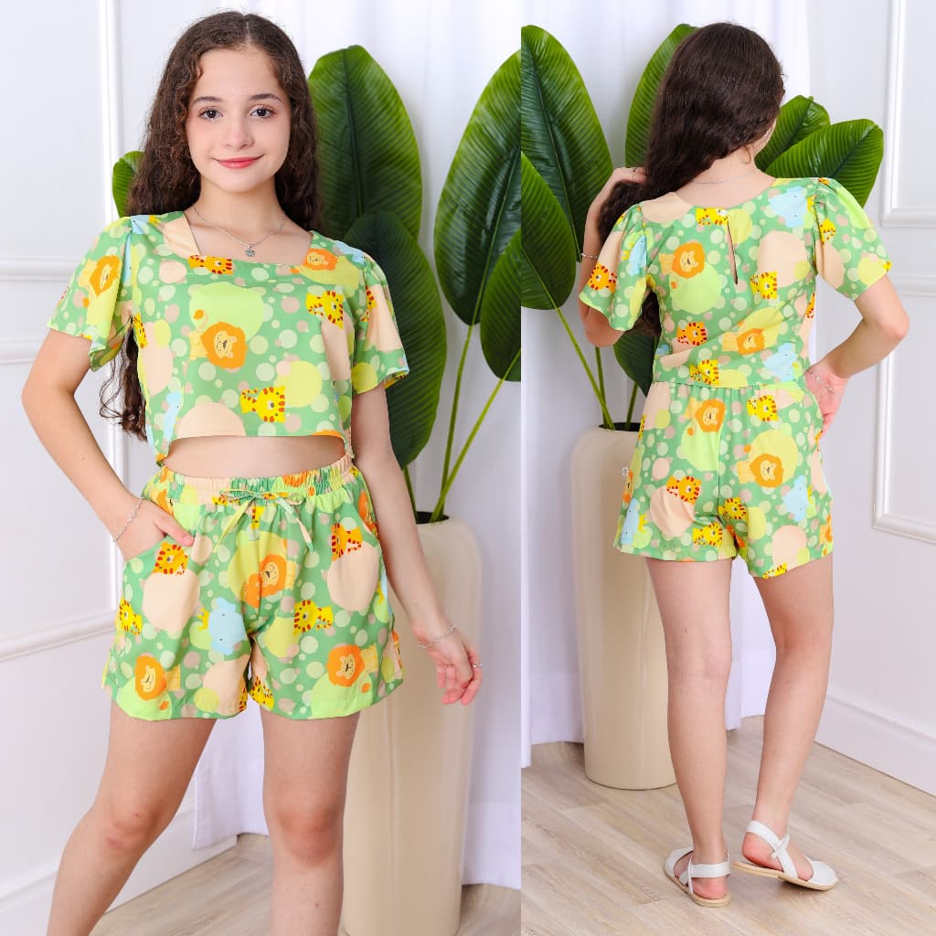 CONJUNTO DE SHORT E BLUSINHA INFANTIL JUVENIL