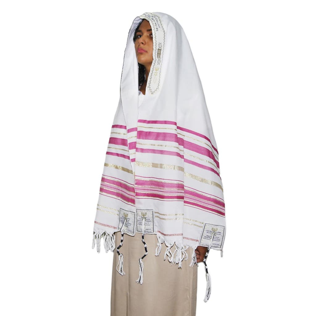 Talit  Rosa Messiânico - 55 X180 Cm - Original De Israel ##!