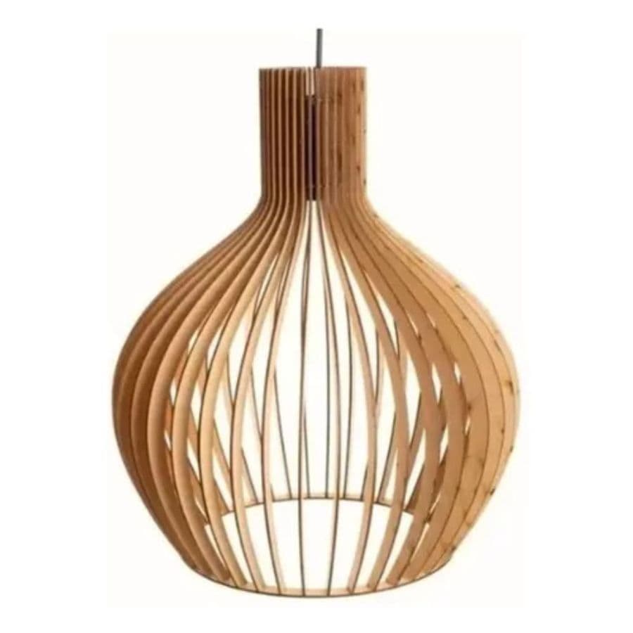 Lustre GG em MDF Cru com luminária pendente modelo exclusivo para fins decorativos do seu ambiente.