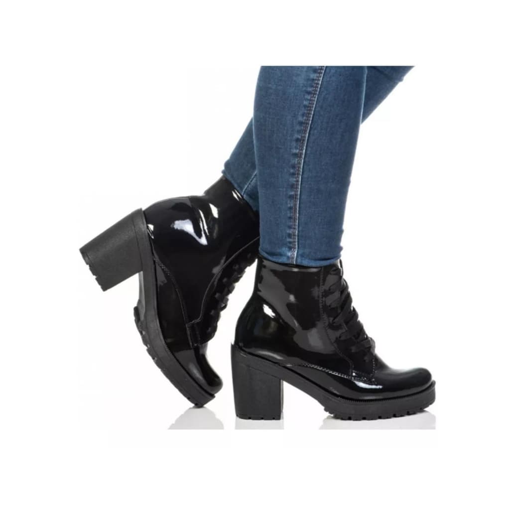 Bota Feminina Com Salto Sola Tratorada Envio Imediato Fosco e Verniz