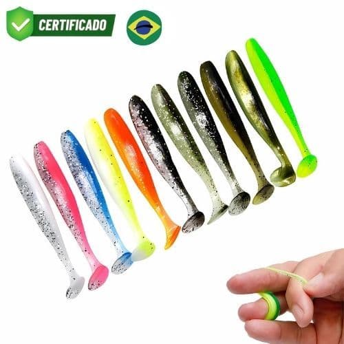 Kit Iscas Artificiais Soft Shad 7,5cm/2g 5,5cm/1,2g Perfeito para Tucunaré, Robalo e Traíra
