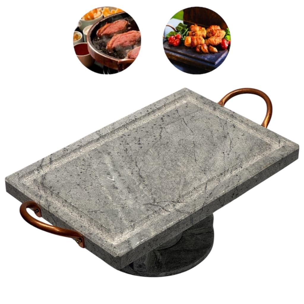 Grelha Para Carne Churrasco 30 Cm Pedra Sabão Com Rechaud Fogareiro