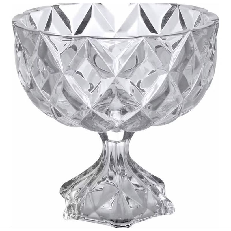 ￼Centro De Mesa Com Pé Deli Diamond Cristal 18x18cm Lyor