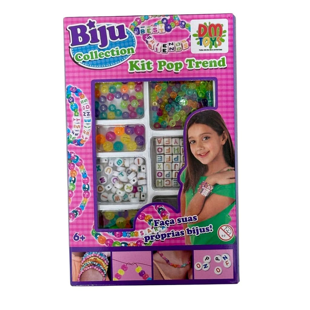 Kit Miçanga Para Pulseira Biju Collection Letras Pingentes Cordões Dmtoys - Dm Toys