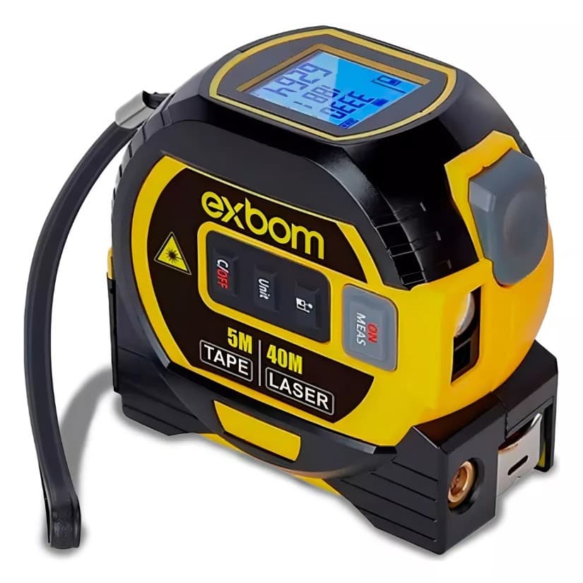 Trena Digital Com Nível Laser e Fita Métrica 4D Multi em 1 Com Visor TEM-Q65 EXBOM