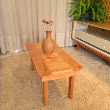 Mesa De Centro Madeira Mesinha Rustica Sala Ripada Clean de Luxo Elegante de Alta Qualidade