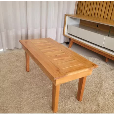 Mesa DE Centro Madeira Mesinha 80cm Rustica Sala Ripada Clean de Luxo Elegante de Alta Qualidade