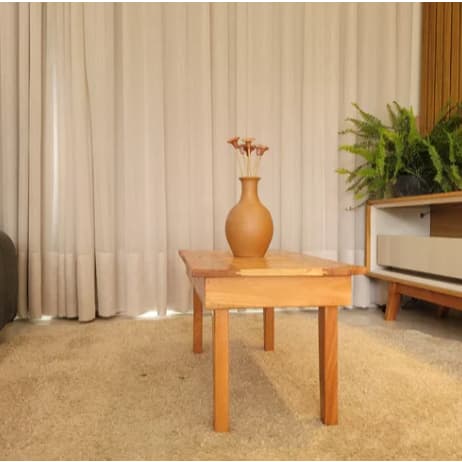 Mesa Centro Madeira Mesinha 80cm Rustica Sala Ripada Clean de Luxo Elegante de Alta Qualidade