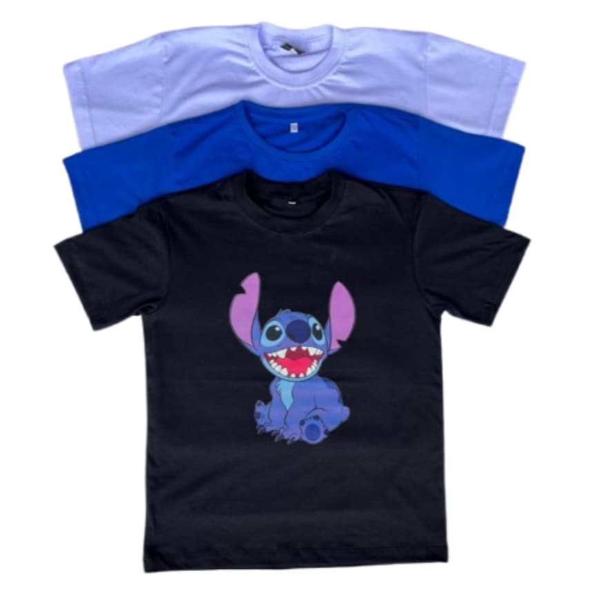 Camiseta Infantil Estampa Stitch 100% Algodão