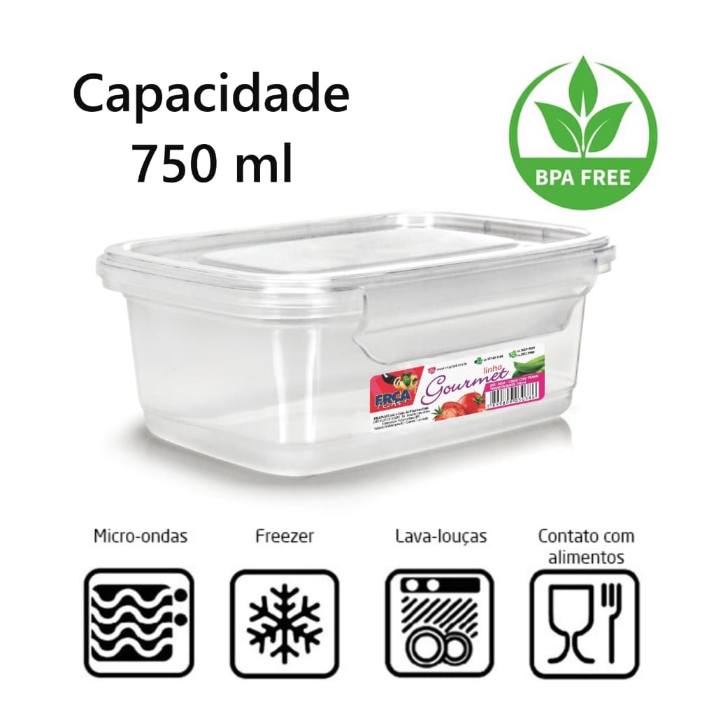 Pote Marmita com travas 12 unidades com 750ml cada
