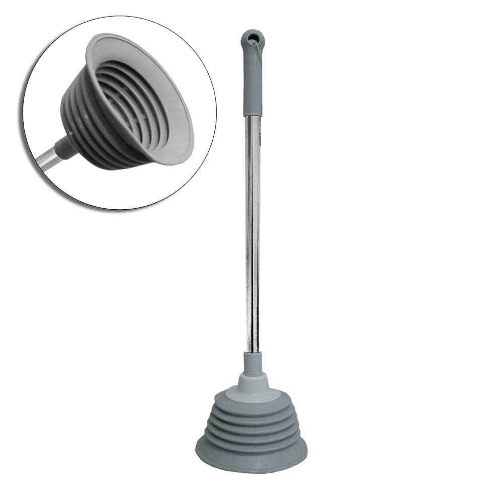 DESENTUPIDOR SANITARIO DE PLASTICO SANFONADO COM CABO DE INOX 54X15CM DE Ø Código 3509208