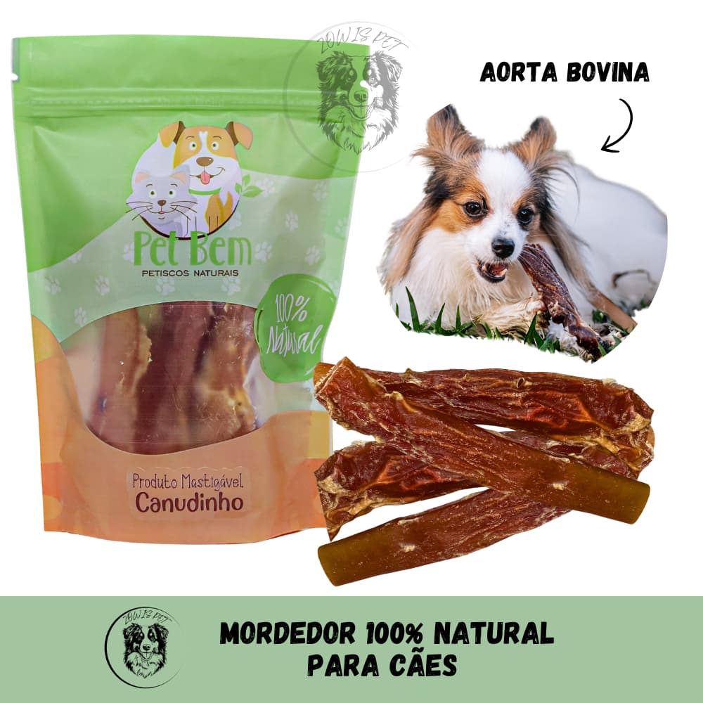 Aorta Bovina Mordedor 100% Natural Para Cães Canudinho Pet Bem 70g