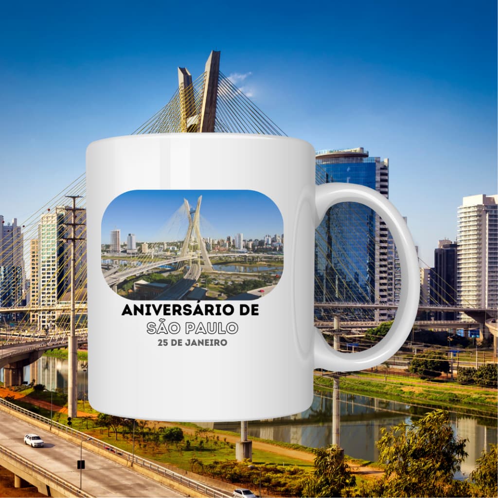 Caneca personalizada 325ml aniversário de São Paulo