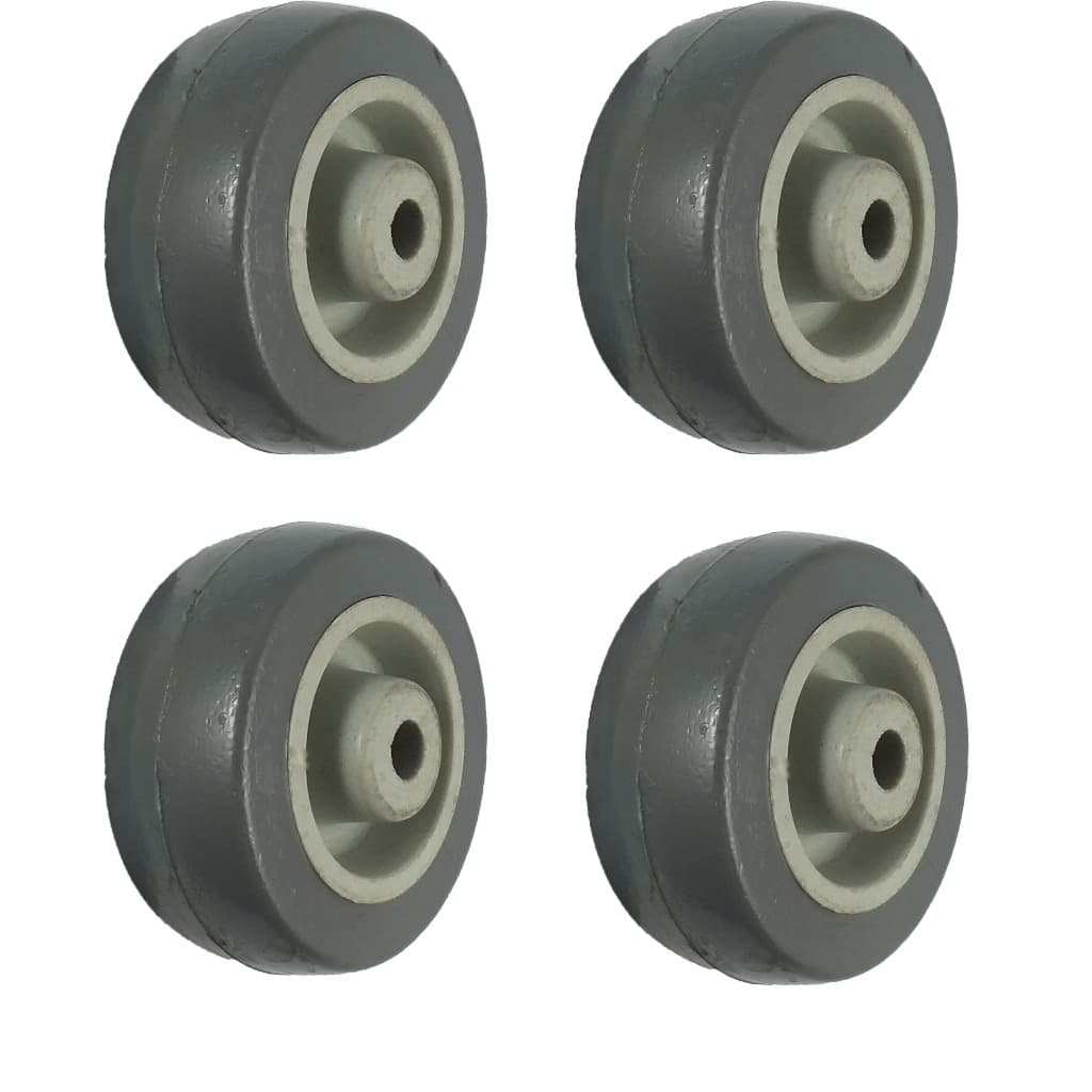 Kit 4 Rodas Termoplásticas 210 (2") Furo Passante 1/4"