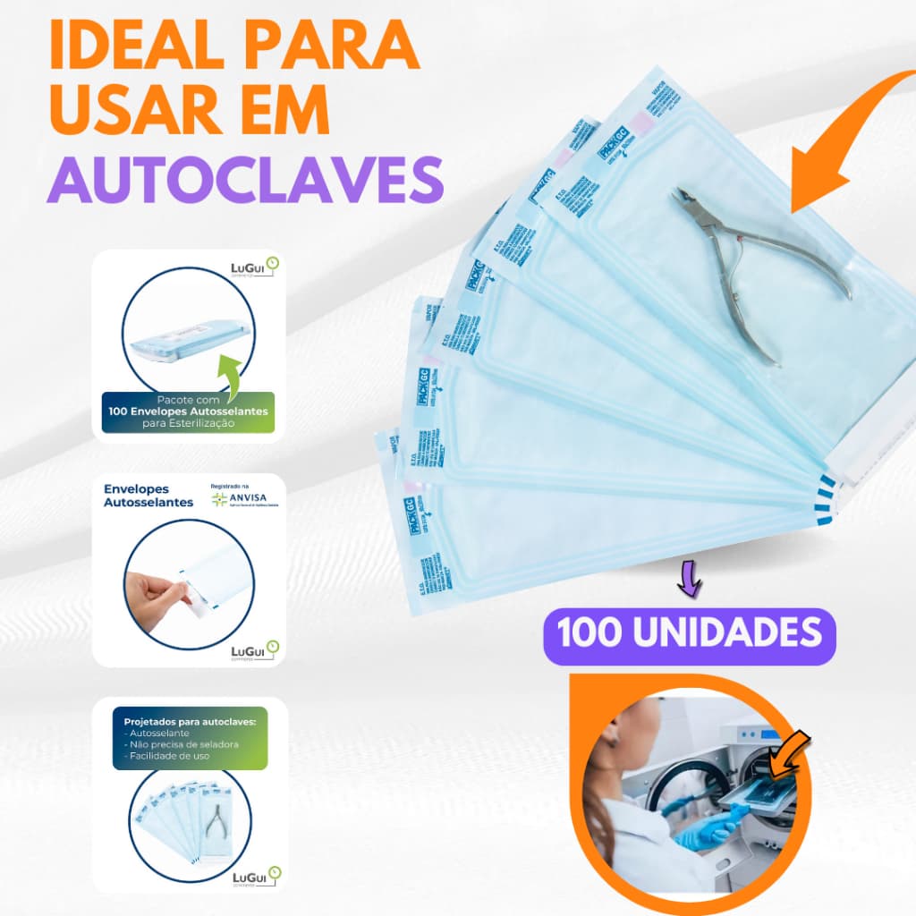 Envelope Para Esterilização Autoclave 9x23cm 100un Zermatt