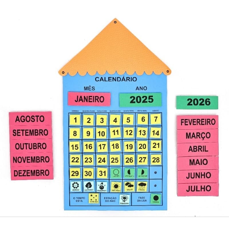 Painel Sala De Aula Calendário Do Mês Em EVA 2025- AZUL
