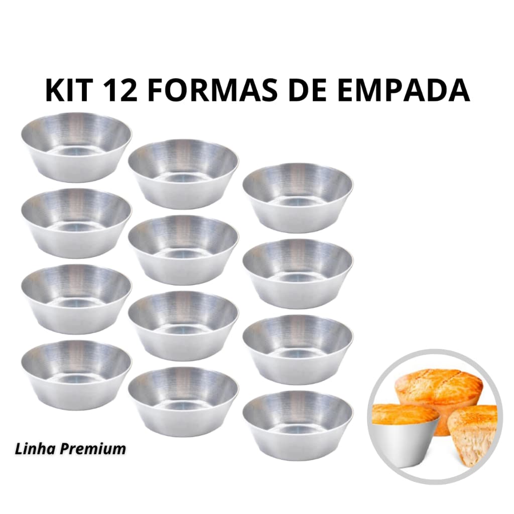 KIT - 12 Formas para Empada de Alumínio - Premium - ALUMIC