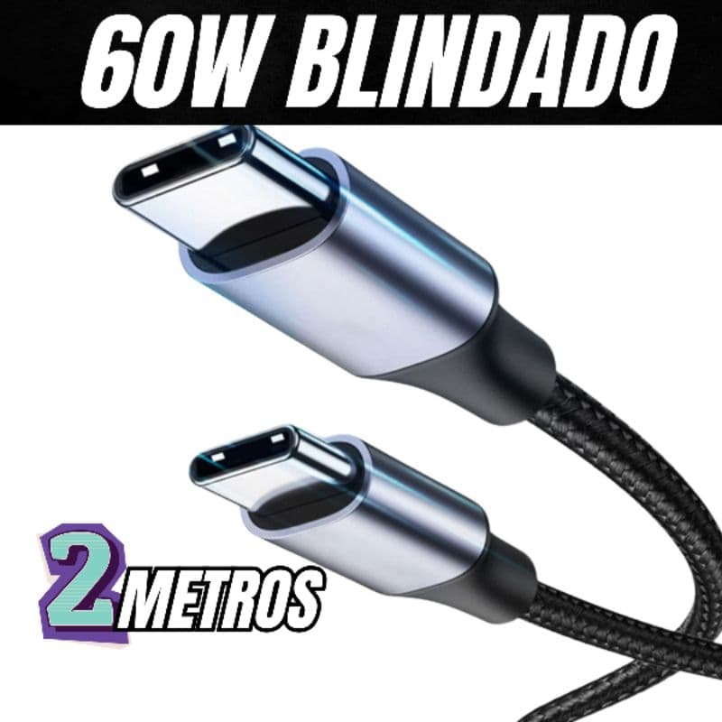 Cabo De Carregador Turdo 2 Metros 60W Usb Tipo C Mi Android Iphone 15/16