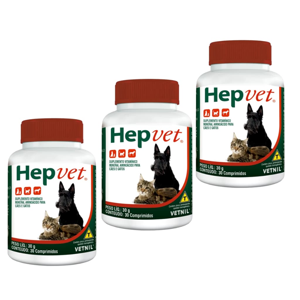 Hepvet Suplemento Vitamínico - 30 comprimidos - Vetnil - 3 unidades