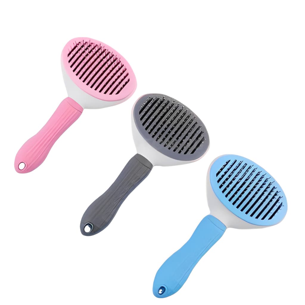 Escova Para Pets Removedora Pelos Cachorro Gato Semi Automática Rasqueadeira Com Cerdas De Proteção