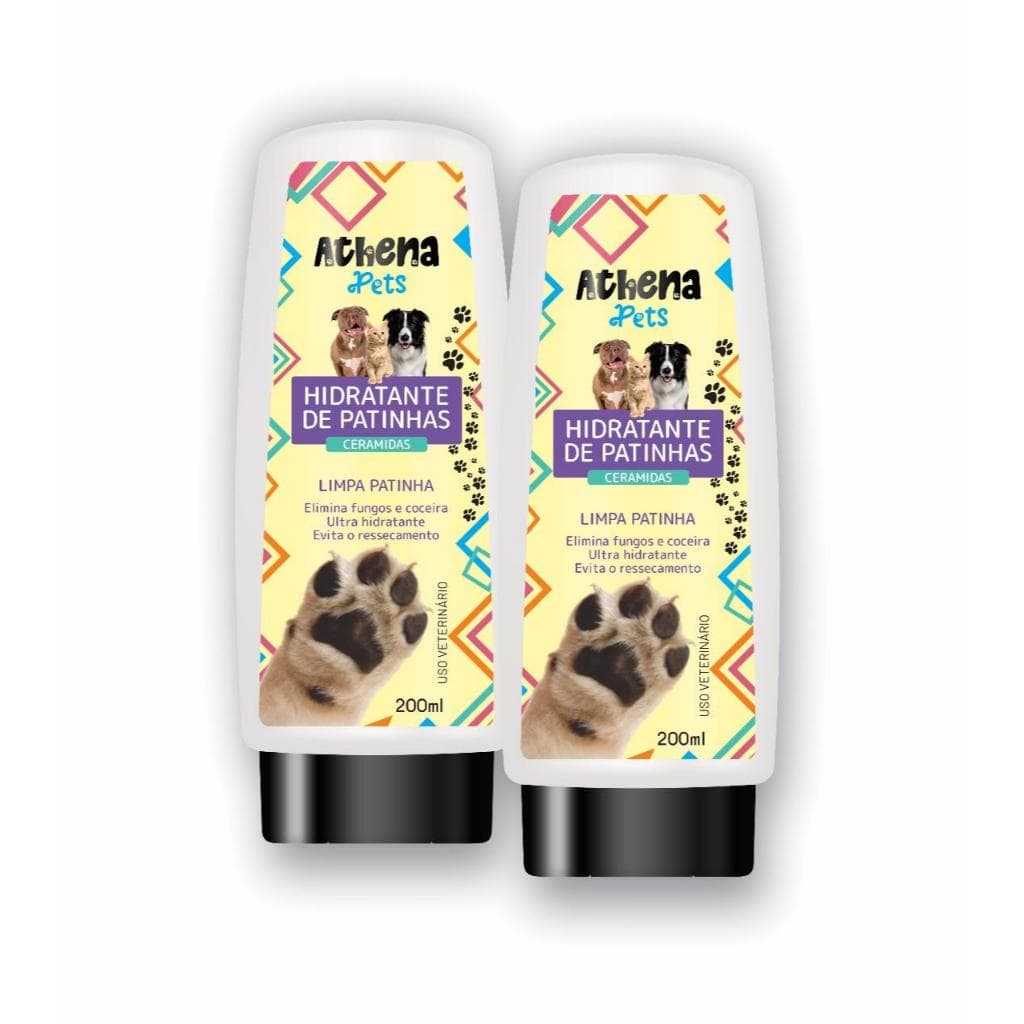 Kit 2 Hidratante Pet Para Cachorro E Gatos Patinhas de Ceramidas +Perfume Athenas Pets .200g Linha Profissional