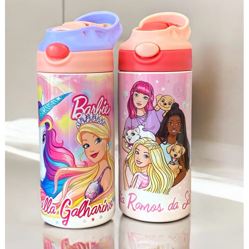 Garrafa térmica infantil personalizada BARBIE FADA UNICORINIO