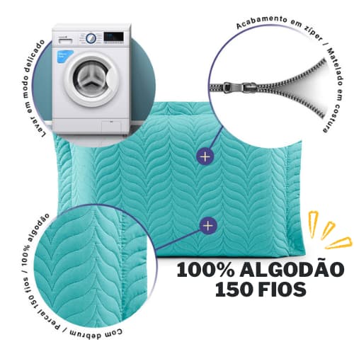 Kit 2 Porta Travesseiro 100% Algodão 150 Fios Capa de Travesseiro Matelado Com Debrum - Diversas cores