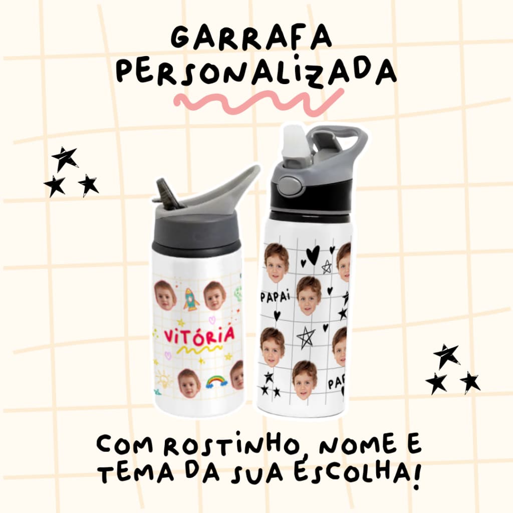 Garrafa personalizada - Personalizada com rostinho criança/pet - bebi canecas