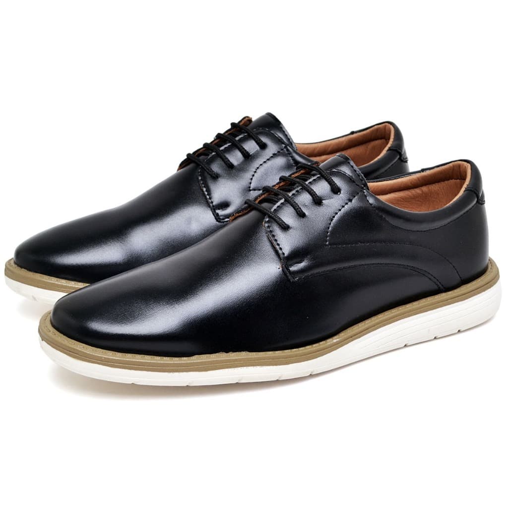 Sapato Social Masculino Oxford de Cadarço Sola Branca Alta Elegante Moderno