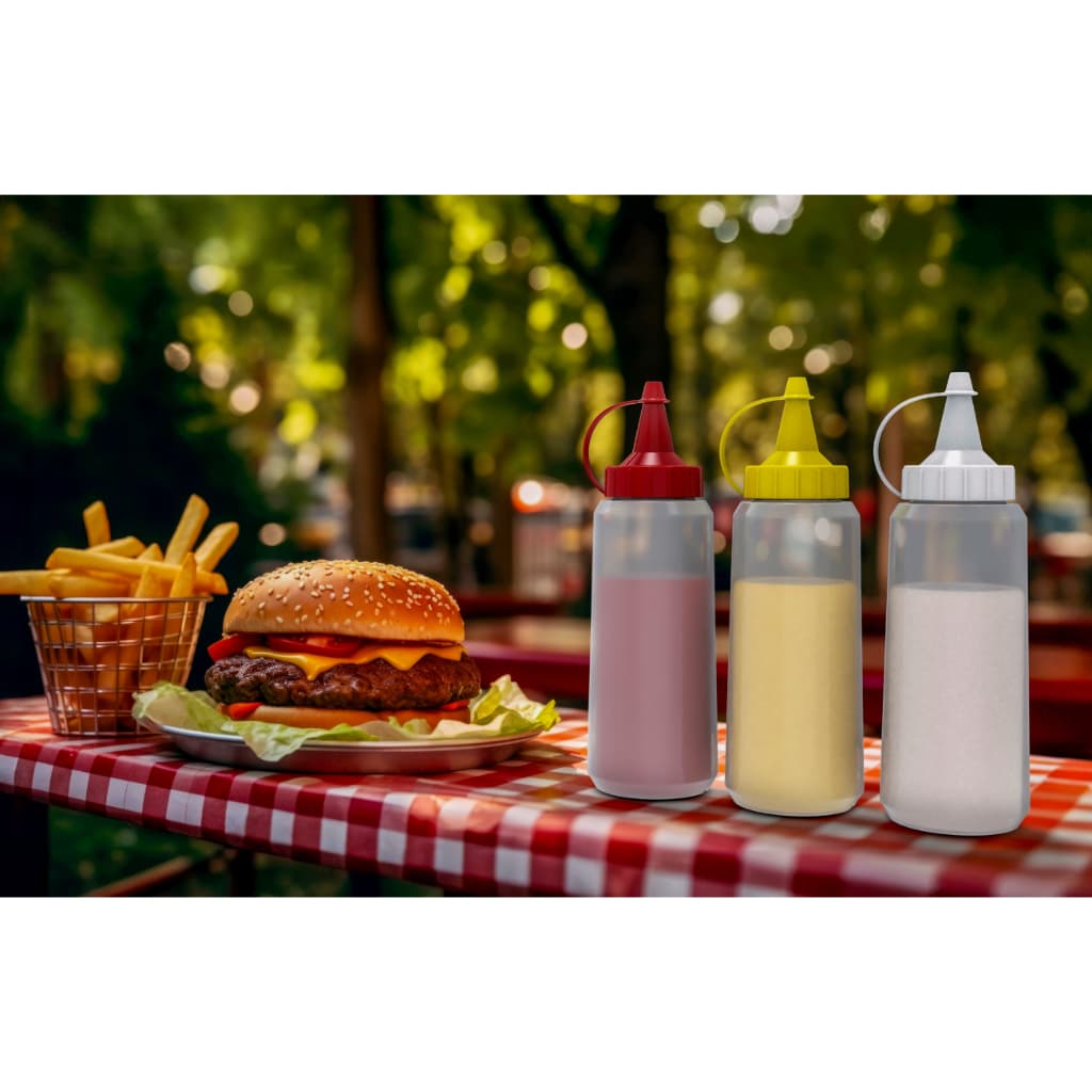 Kit 10 Bisnagas Flexível Transparente 250ML Molho Ketchup Maionese Mostarda Lanchonete Reutilizável