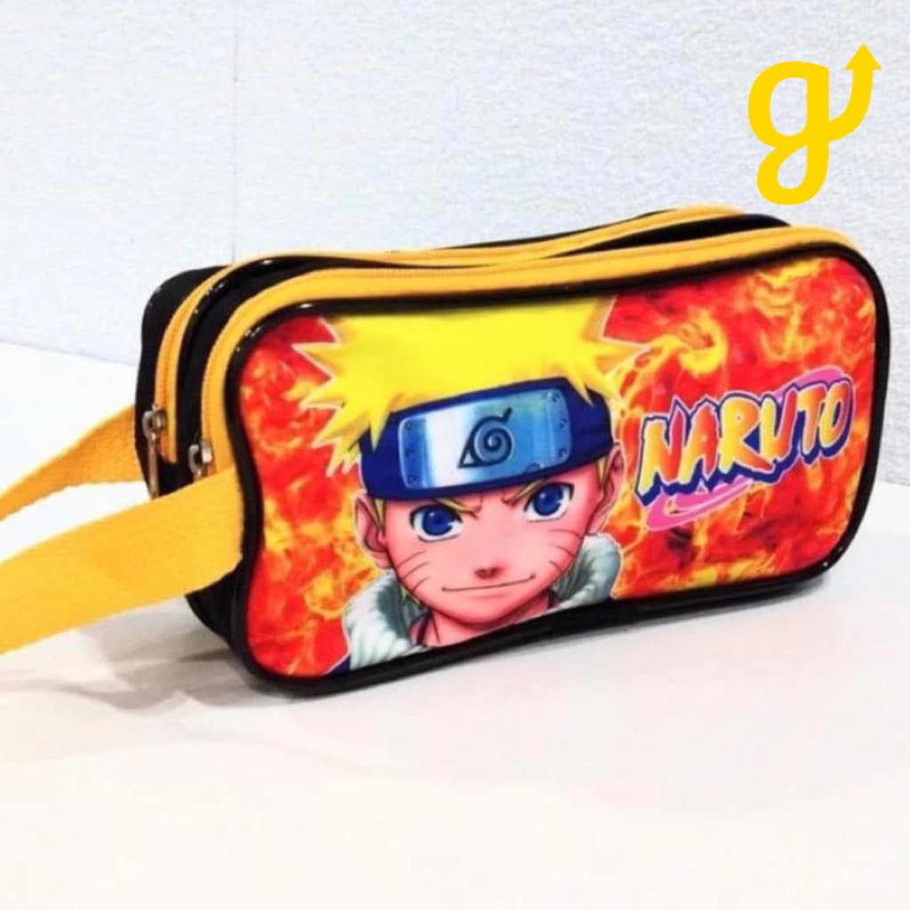 Estojo Anime 2 Compartimentos 2 Zíperes Naruto Pokemon Dragon Ball One Peace Grande