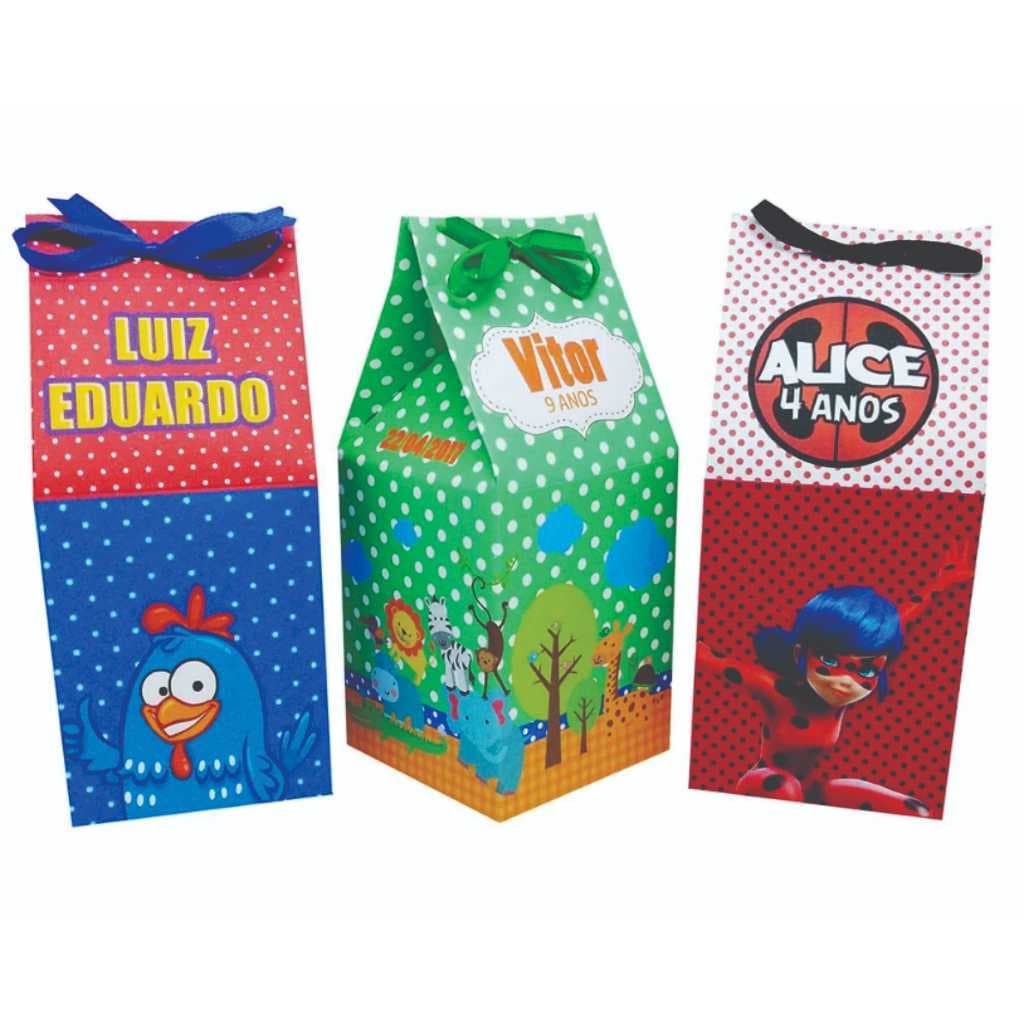 30 Caixinhas Milk para festa Personalizada Qualquer Tema Lembrancinha para Festa