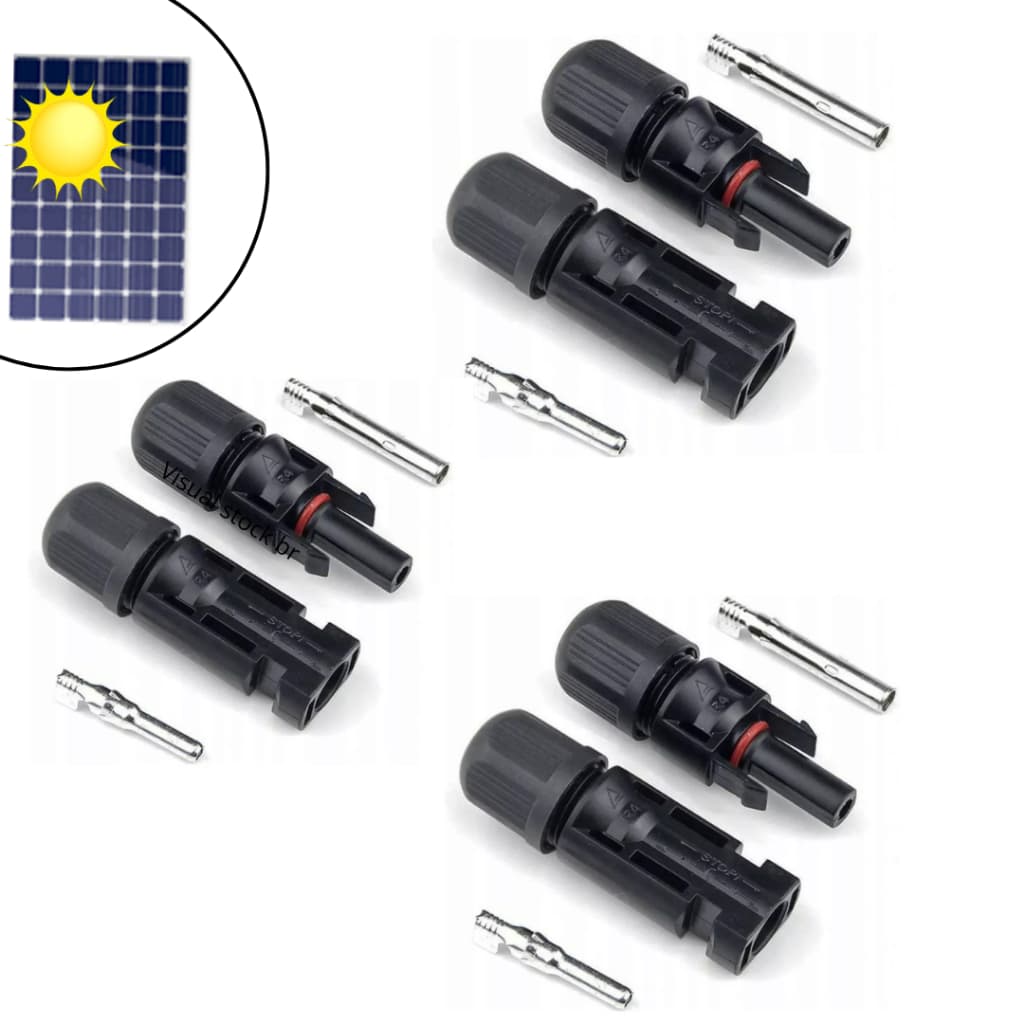 3 Pares de conector mc4 solar  instalação de Painel Solar plug conector sistema fotovoltaico