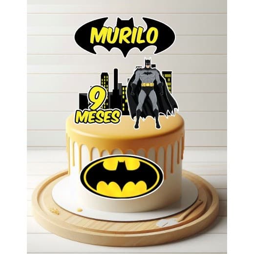Topo topper de bolo BATMAN personalizado com nome e idade