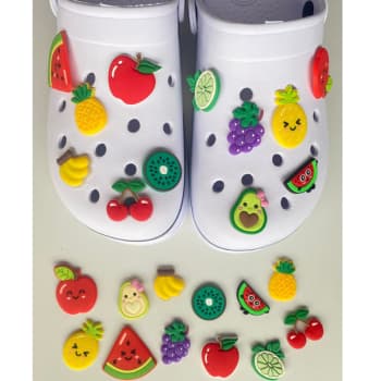 04 a 8 Pins/Bottons Emborrachados Para Babuche - Frutinhas