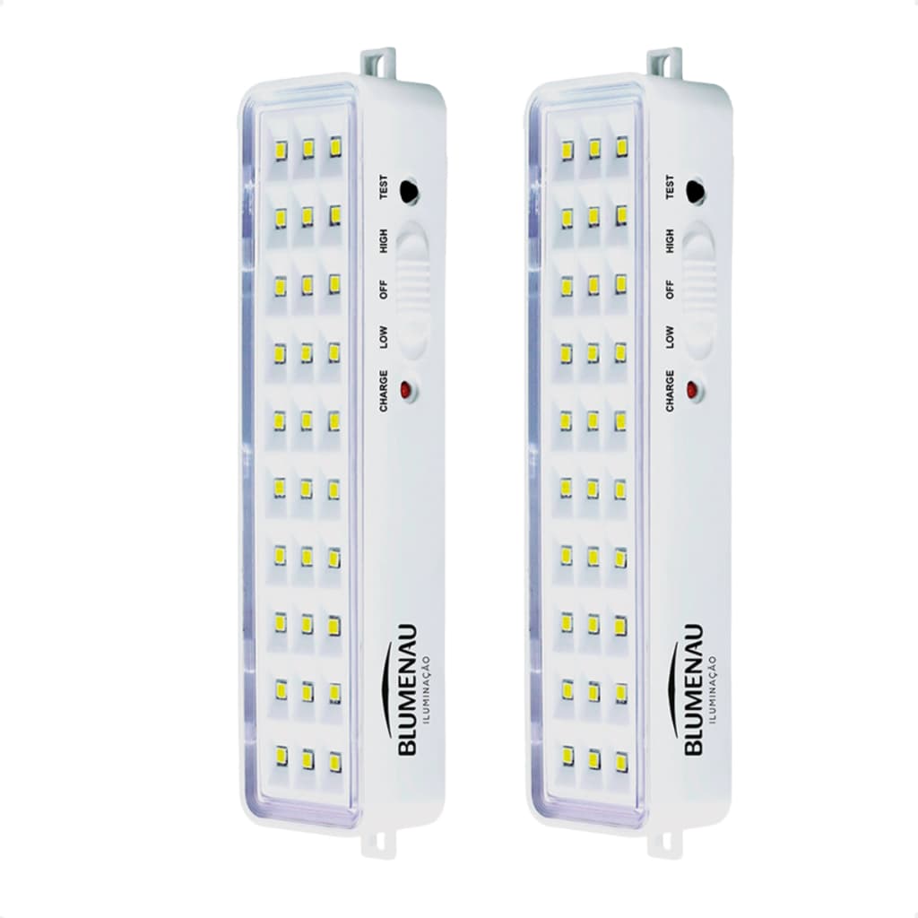 Kit 2 Luminárias de Emergência Blumenau 30 Leds Recarregável Bivolt