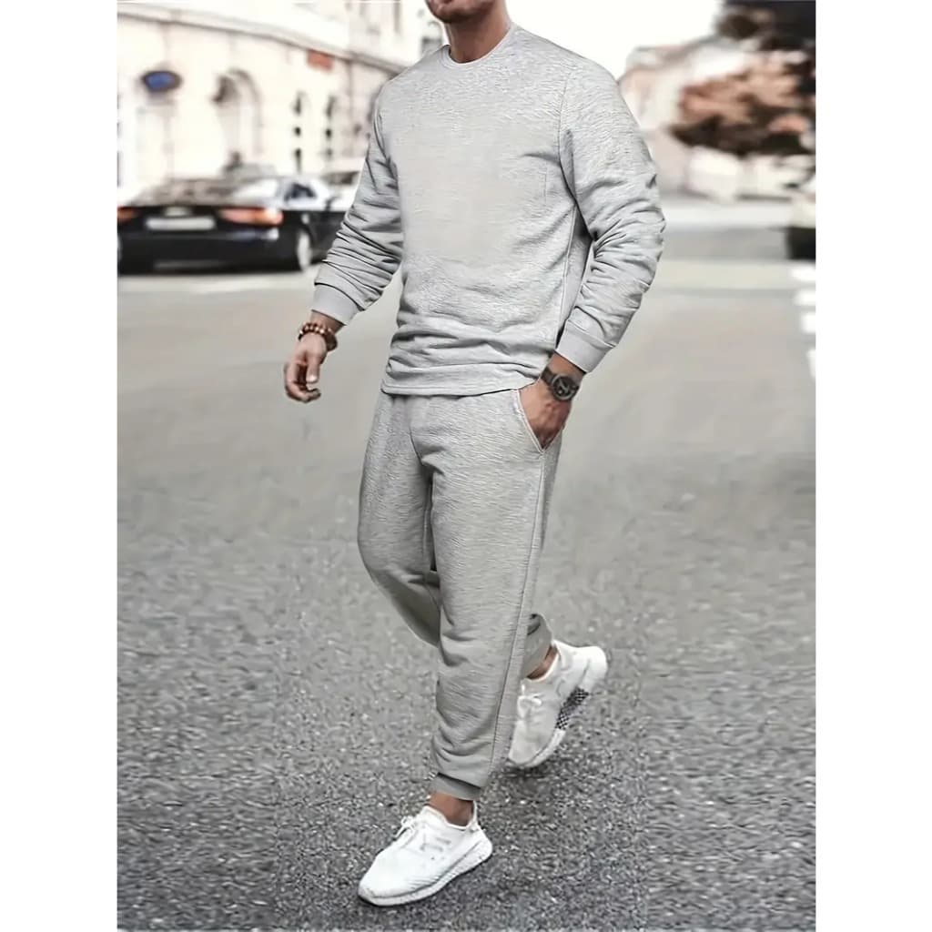 Moletom Careca Sueter Gola Redonda + Calça de Moletom Jogger Flanelado Algodão Feminino Masculino Liso Confortavel