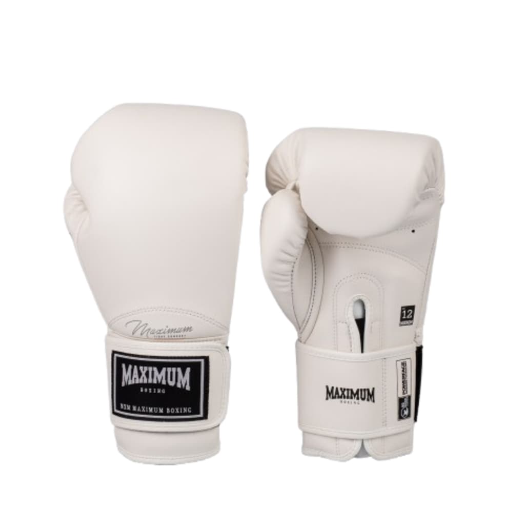 Luva Marca Maximum Linha Classic Para Treino Muay Thai e Boxe - Cor Classic White