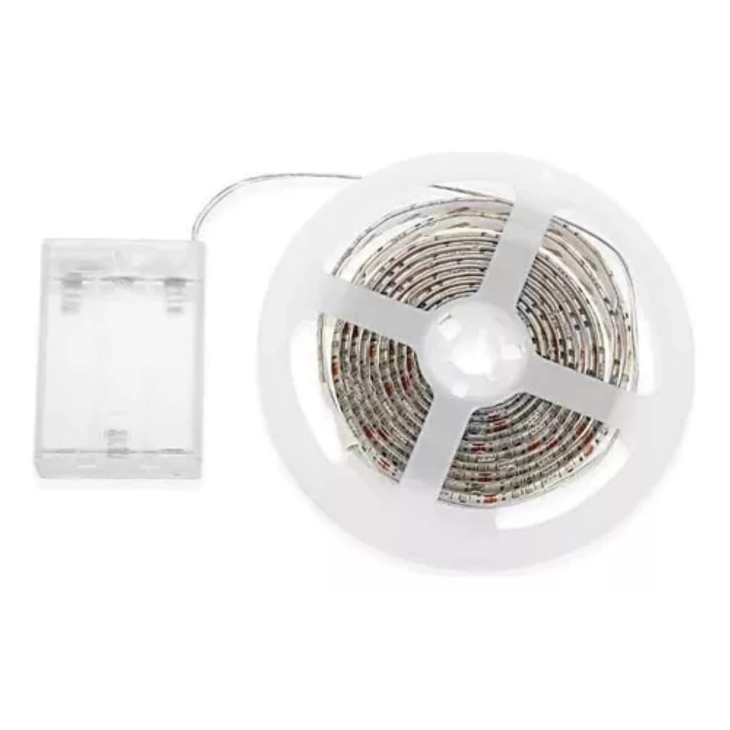 Fita Led 5m Pilhas Adesiva Decoração Luz Branca Ou Amarela Festas Formatura Resistente Iluminação