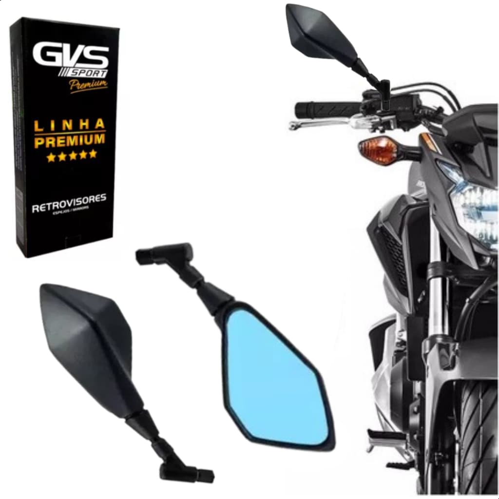 Retrovisor GVS Modelo Kawasaki Z400 Giro 360 Lente Azul