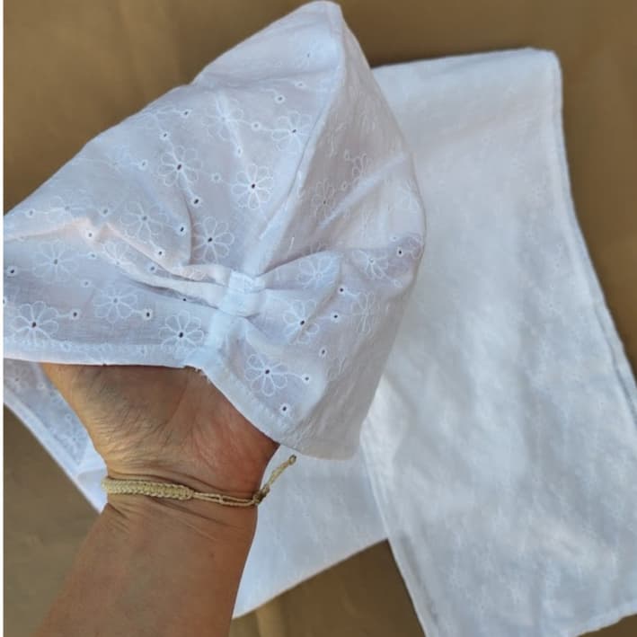 Turbante/Pano de Cabeça Branco de Lesie de Algodão 2 Umbanda/Candomblé